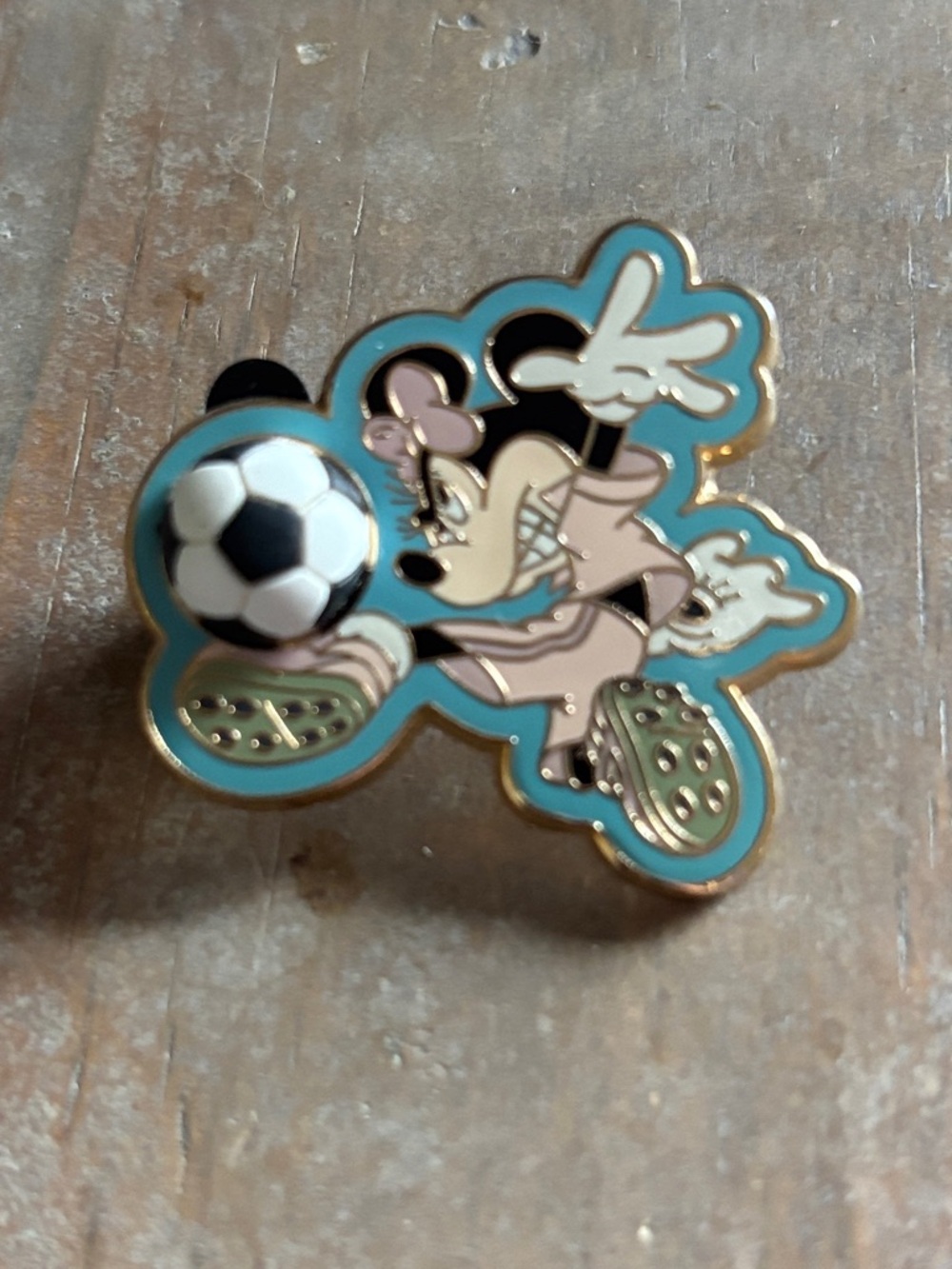 Disney Minnie Mouse Soccer Enamel Trading Pin - Pink & Teal